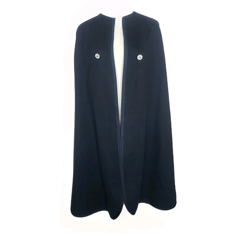 Vintage Marshal‎ Field And Co Chicago Black Wool Open Cape Coat